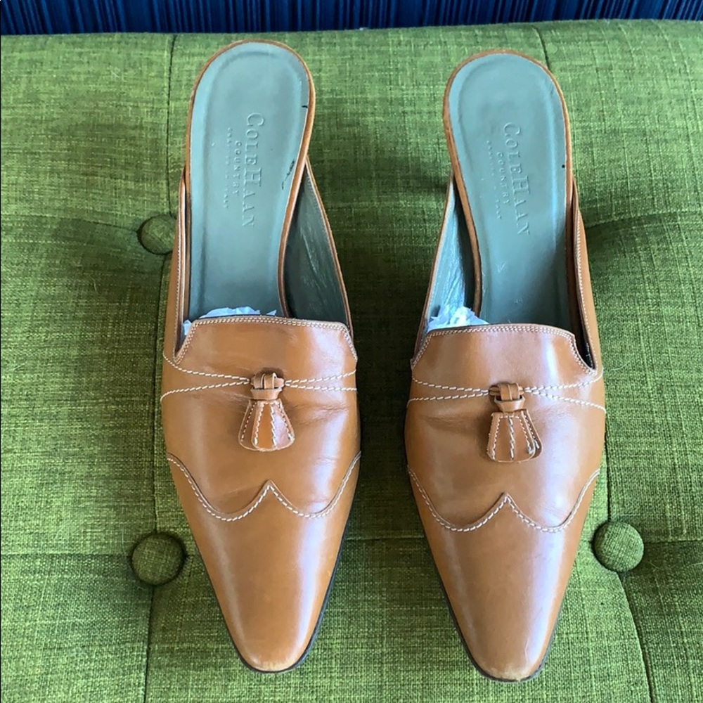 Cole Haan brogue inspired leather kitten heels